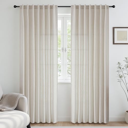 CUCRAF Natural Off White Linen Non See Through Semi Sheer Privacy