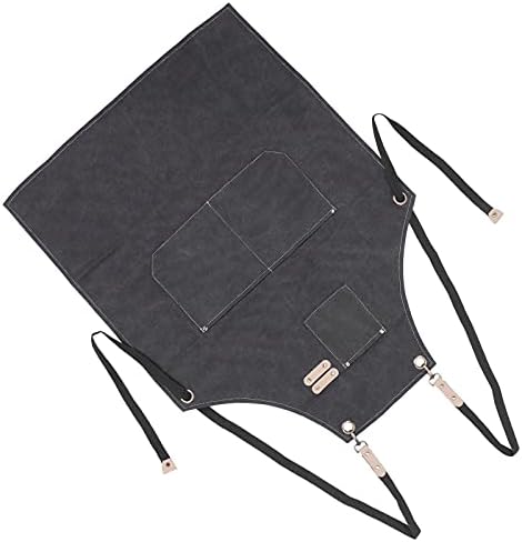 Cotton Canvas Apron, Adjustable Cross Back Cooking Apron with Pockets