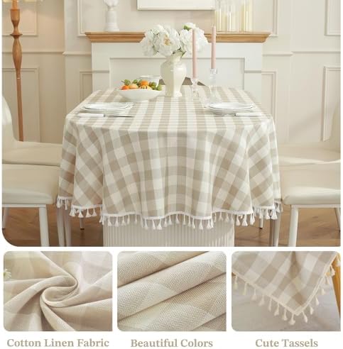 Laolitou Checkered Oval Tablecloth Washable Buffalo Plaid Table Cloth