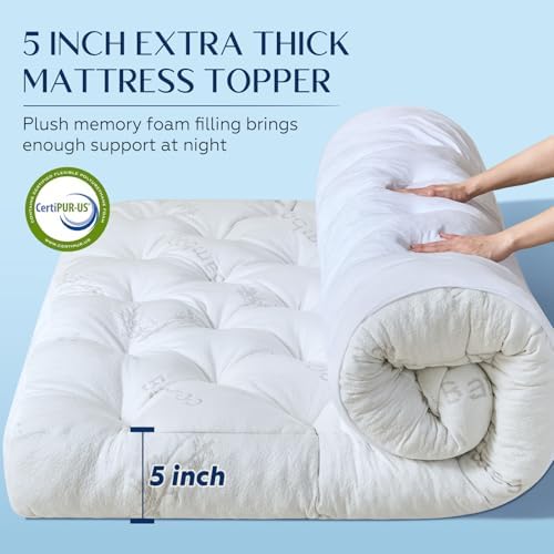 5 Inch Cooling Bamboo Mattress Topper Queen Size,60x80 in