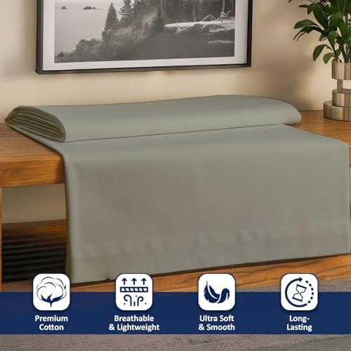 Cottingon Full Size Flat Sheet - 100% Cotton Sateen Top Sheet, Soft