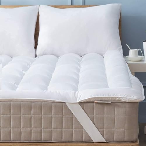 Ultra Soft Mattress Topper - Cloud-Like Mattress Pad for Back Pain Relief - Breathable Cooling Material for Hot Sleepers, Dark White (Twin)
