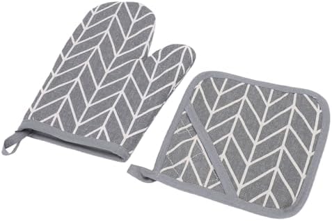 Dpofirs Kitchen Oven Mitt Set with Pot Holder | Thickened Cotton