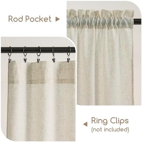 Natural Extra Long Linen Curtains 192 Inches Long for Living Room High