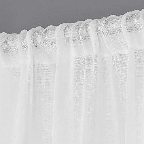 EXCLUSIVE HOME Belgian Textured Linen Look Jacquard Sheer Rod Pocket