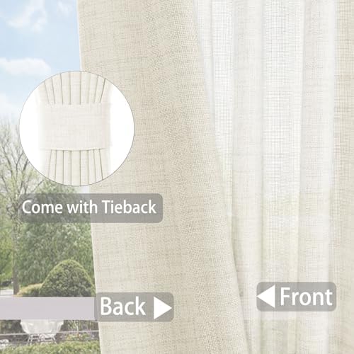 Macochico Extra Long Pinch Pleated Linen Curtains Beige, 52Wx120L, 2