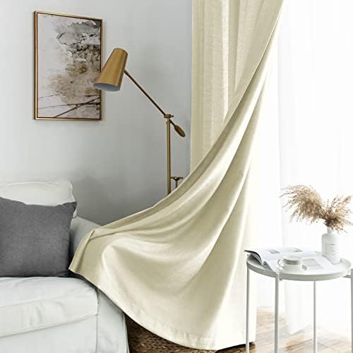 Melodieux Cream Yellow Semi Sheer Curtains 108 Inches Long for Living