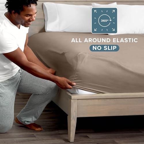 Bare Home Cal King Fitted Sheet - 1800 Ultra-Soft (Cal King, Taupe)