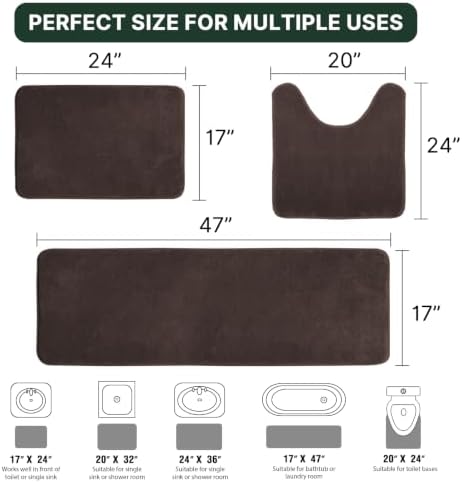 H.VERSAILTEX Bath Mat Memory Foam Set Bathroom Rug Set Flannel Velvety