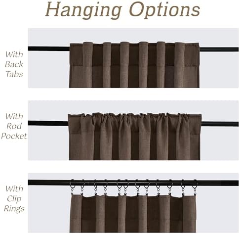 RYB HOME Linen Semi Sheer Curtains for Bedroom Living Room 96 inches