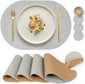 Oval Faux Leather Placemat & Coaster Set with Innovative Cork-Look