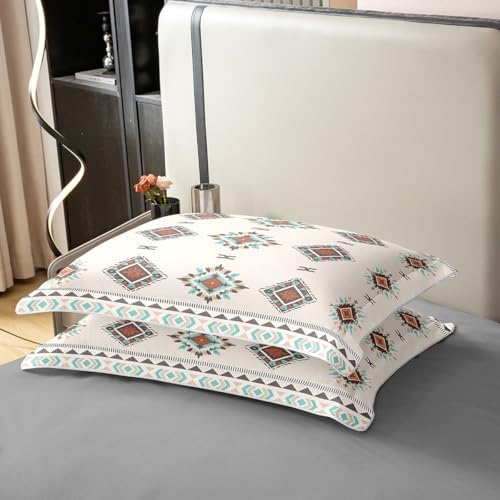jejeloiu Bohemian Pattern Duvet Cover 100% Cotton Queen Size Geometric