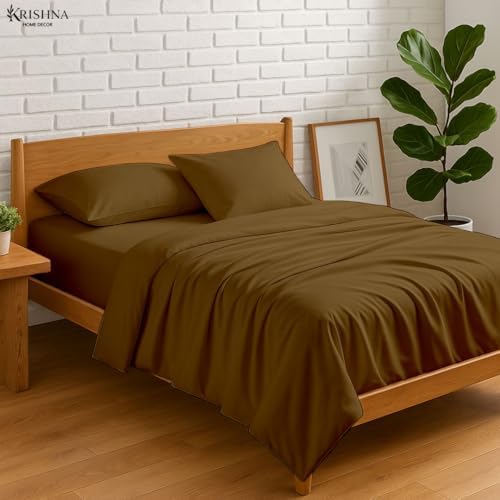 KRISHNA Premium 4 Piece Egyptian Cotton Full XL Sheet Set, Soft