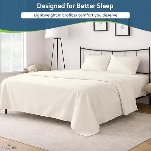 Rajlinen Full Sheet Set Microfiber Bed Sheets, Ultra Soft Hotel Luxury