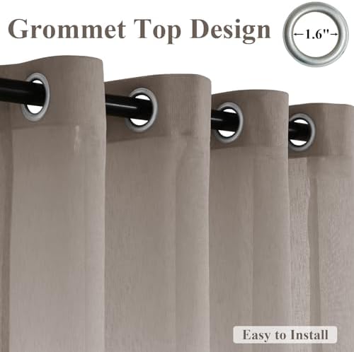 Frelement Light Filtering Window Treatments Linen Sheer Window Curtain