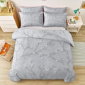 Light Gray Duvet Cover King - Ink Painting Flowers Plants Vines