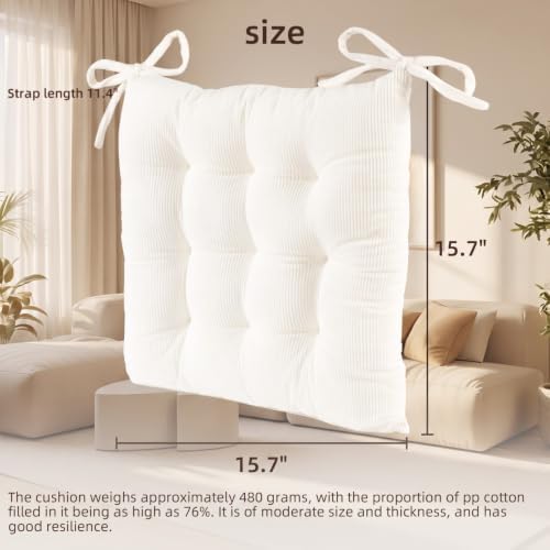 HLOVME Corduroy Chair Cushion with Ties Ultra Soft Warm Floor Cushion