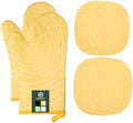 4 Pieces Oven Mitts and Pot Holders of Macaron Color Thickened
