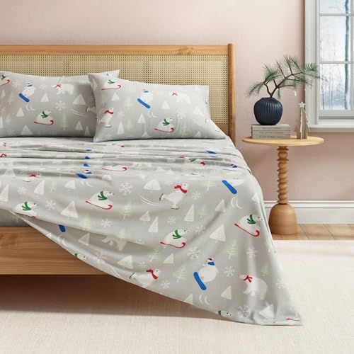 Great Bay Home Christmas Flannel Sheet Set King Size - 100% Turkish