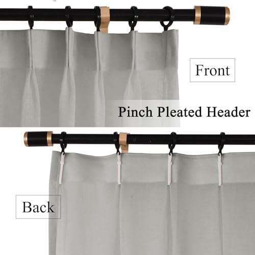 Fcosie Extra Wide Natural Linen Semi Sheer Window Curtain Panels Pinch