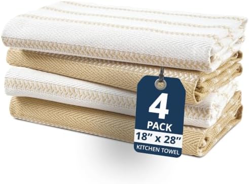 LANE LINEN Hand Towels for Kitchen 100% Cotton Absorbent 4 Pack