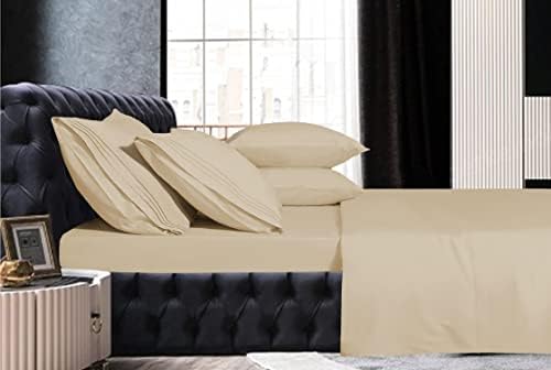 3 Line Beige Matching Embroidered Designer 7 Piece Duvet Cover & Sheet