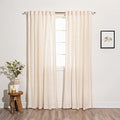 100% Cotton Weave Texture Curtains Set of 2, 52”Wx96”L, Ivory, Back