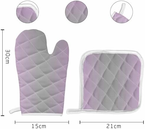 Quilted Cotton Terry Cloth Oven Mitt, Pot Holder Lilac Mauve Grey