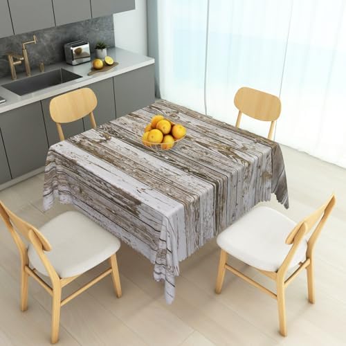 Vintage Wood Grain Tablecloth Square 70 Inch Rural Rustic Gray Wooden