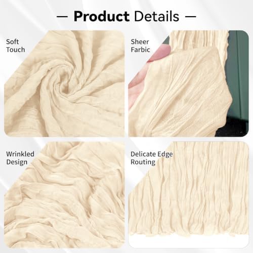 10 Pack Ivory Cheesecloth Table Runner 17x108 Inch Boho Gauze Fabric
