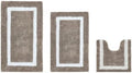 Cotton Tufted Beige White Bathroom Rugs Sets 3 Piece