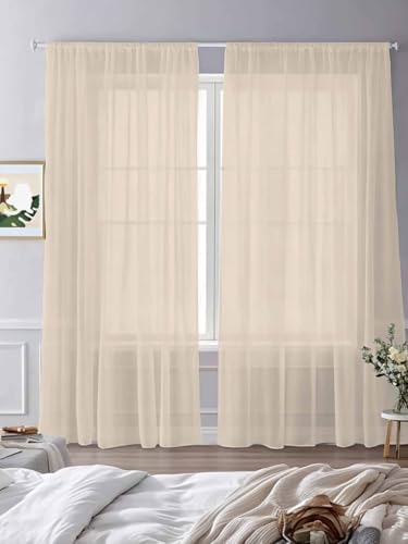 Pure Color Sheer Curtains Aesthetics Contemporary Luxury 108 Inches