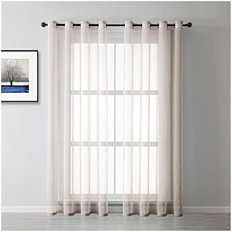 Sheer Bedroom Curtains 63 Inches Long, Grommet Solid Color Voile Sheer