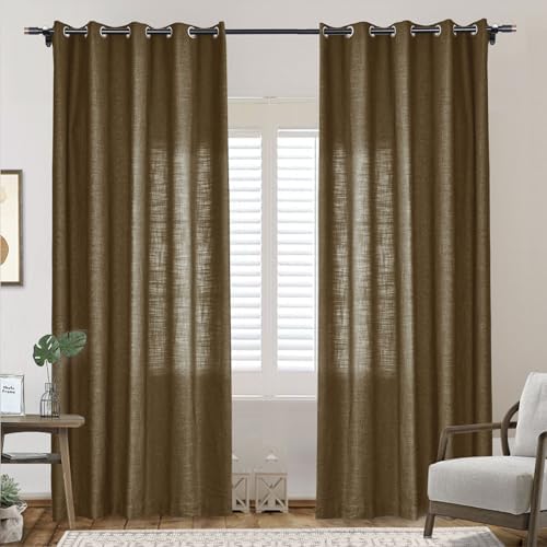 Frelement 52" W x 63" L Indoor Linen Curtains Thermal Insulated Drapes