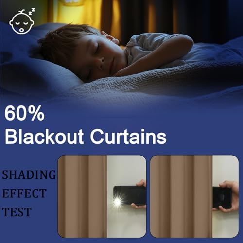 OWENIE Brown Blackout Curtains for Bedroom Living Room 72 Inch Long 2