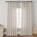 Extra Long Linen Curtains 120 Inch Length 2 Panels Semi Sheer