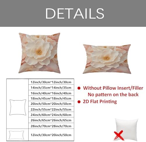 Flower Throw Pillow Covers Set of 2, Floral Elegant Petal Gold Center