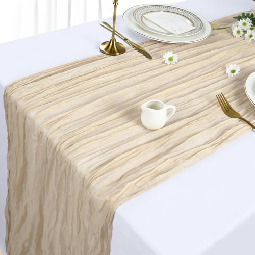 12 Pack 35 x 120 Inch Beige Table Runner Cheesecloth