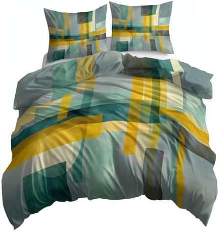 Full Duvet Cover Set Microfiber Gray Bedding Soft & Breathable, with