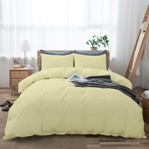 Super Queen 3-Piece Cotton Duvet Cover Set, 90x98, Ivory