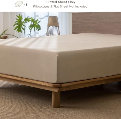 MOOMEE Fitted Sheet Only Washed Cotton Linen-Like Extra Deep Pocket