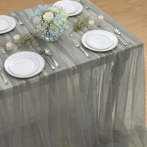 Horaldaily Grey Gauze Tablecloth, 60×120 Inch, Rectangular