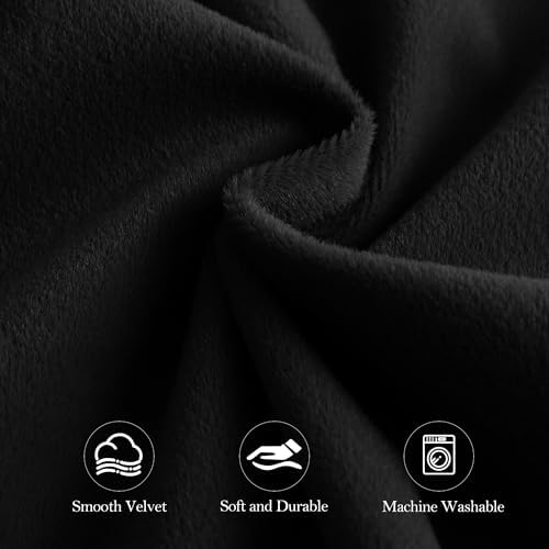 NICETOWN 100% Blackout Black 120 inch Long Velvet Curtains for