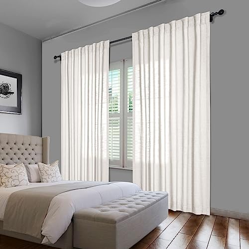 cololeaf Linen Curtains Natural White Curtains 108 inches Long Drapes