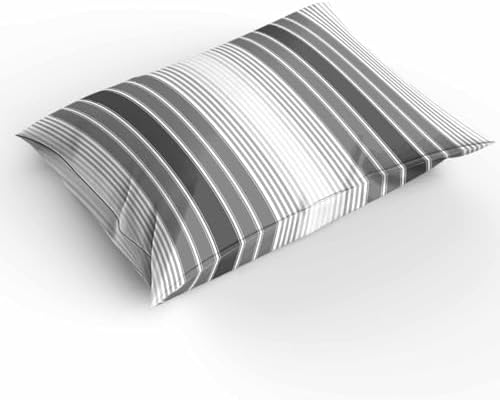 Duvet Cover Set Queen, Abstract Grey Gradient Stripe 3 Piece Bedding