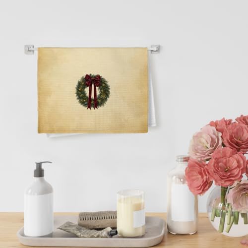 Vintage Neutral Christmas Kitchen Dish Towels, Christmas Bathroom