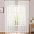 OWENIE Ivory Sheer Curtains 96 Inches Long 2 Panels for Living Room