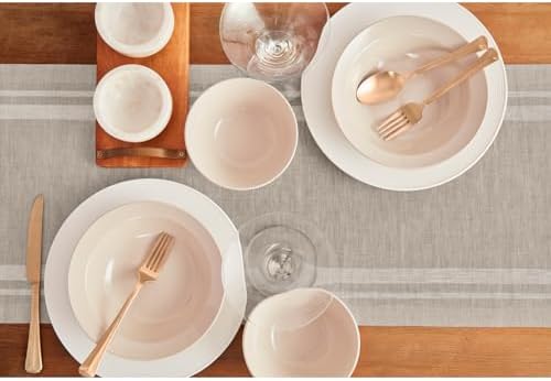 Solino Home 100% Pure Linen Table Runner, 14 x 144 in, White, French