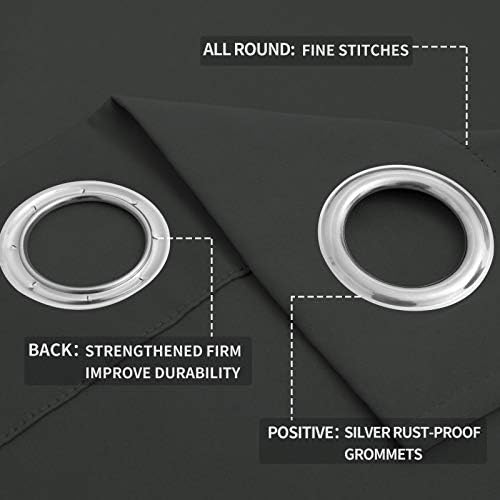 Easy-Going Thermal Grommet Blackout Curtains, 2 Panels 52x96 in, Dark