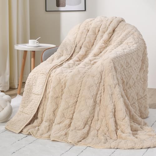 Drewin Weighted Blanket for Adults Full Size 15lbs,Beige,48